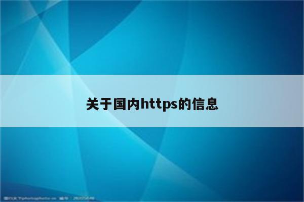 关于国内https的信息