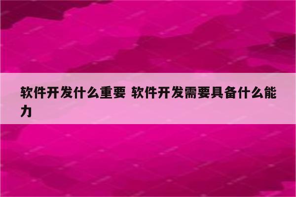 软件开发什么重要 软件开发需要具备什么能力