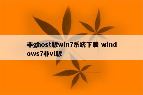 非ghost版win7系统下载 windows7非vl版