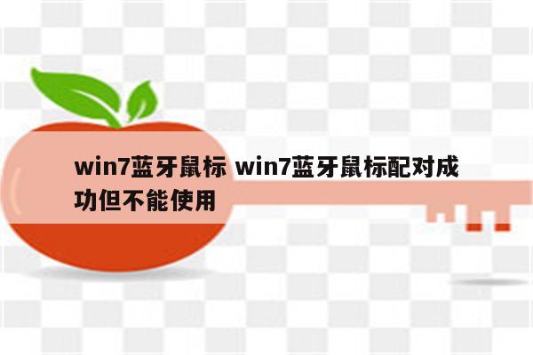 win7蓝牙鼠标 win7蓝牙鼠标配对成功但不能使用