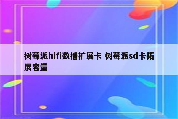 树莓派hifi数播扩展卡 树莓派sd卡拓展容量