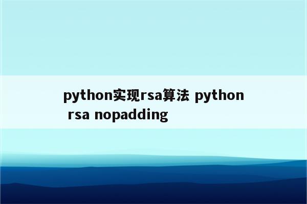 python实现rsa算法 python rsa nopadding