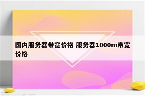 国内服务器带宽价格 服务器1000m带宽价格