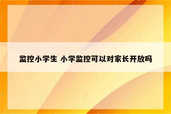 监控小学生 小学监控可以对家长开放吗