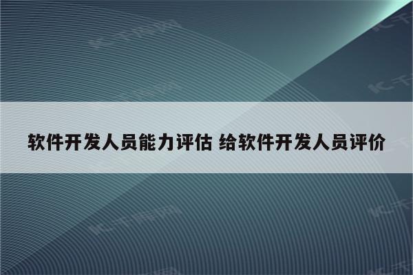 软件开发人员能力评估 给软件开发人员评价