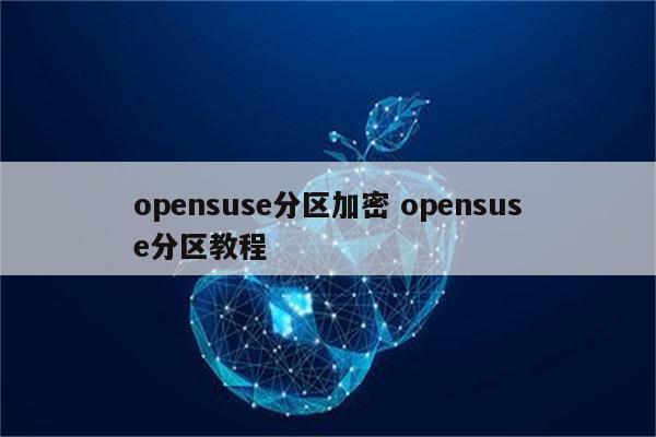 opensuse分区加密 opensuse分区教程