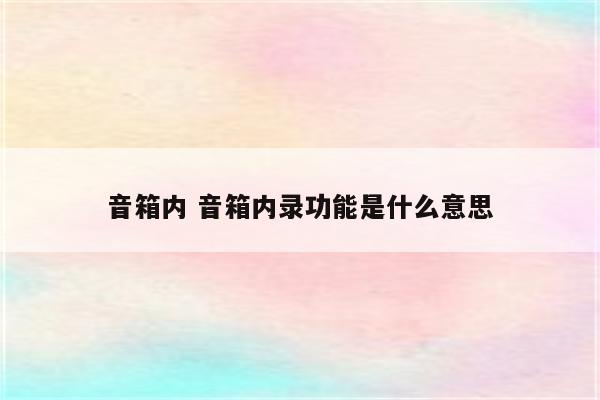 音箱内 音箱内录功能是什么意思