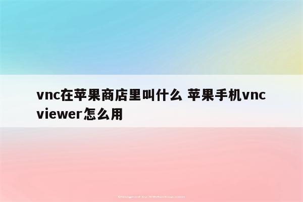 vnc在苹果商店里叫什么 苹果手机vncviewer怎么用