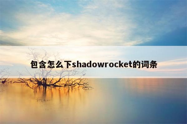 包含怎么下shadowrocket的词条