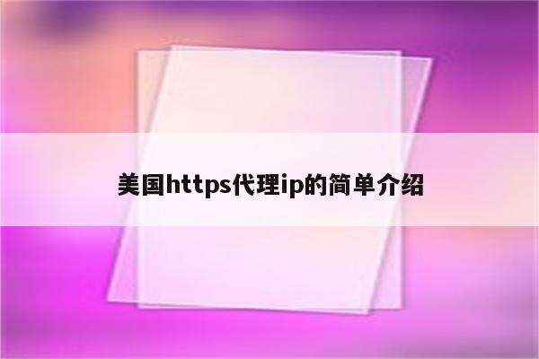 美国https代理ip的简单介绍