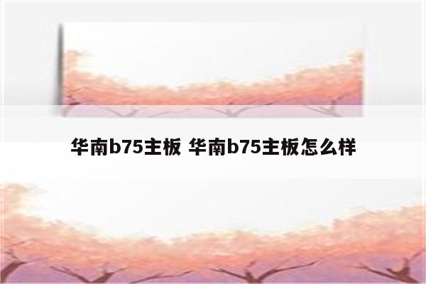 华南b75主板 华南b75主板怎么样