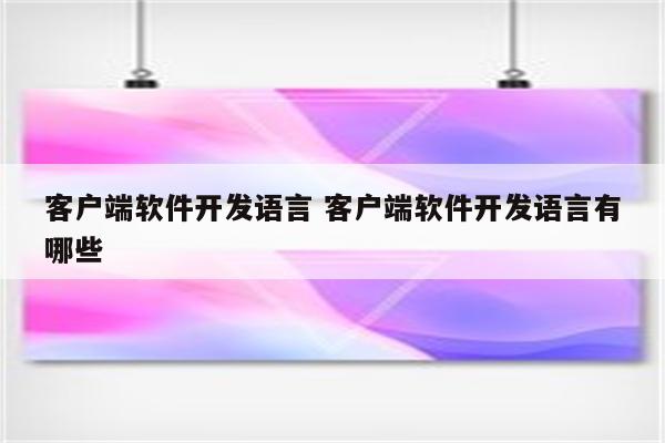 客户端软件开发语言 客户端软件开发语言有哪些