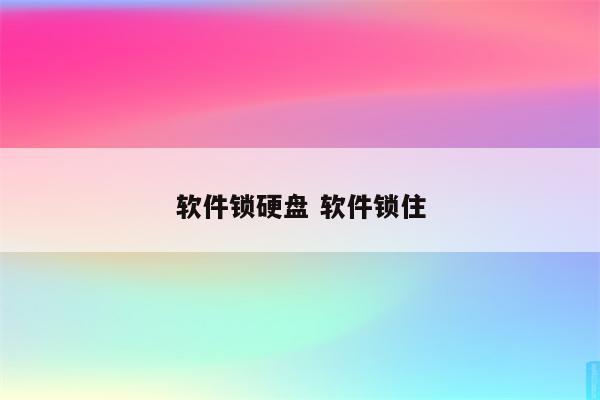 软件锁硬盘 软件锁住