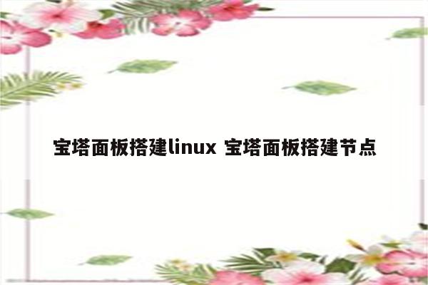 宝塔面板搭建linux 宝塔面板搭建节点