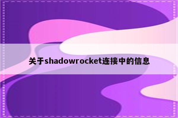 关于shadowrocket连接中的信息