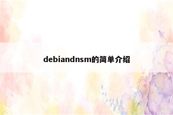 debiandnsm的简单介绍