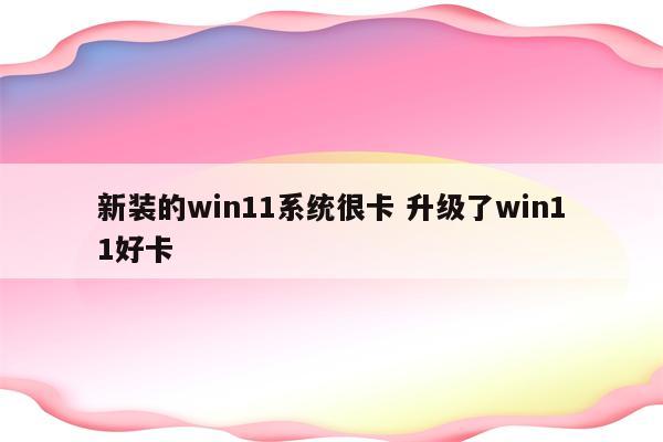 新装的win11系统很卡 升级了win11好卡