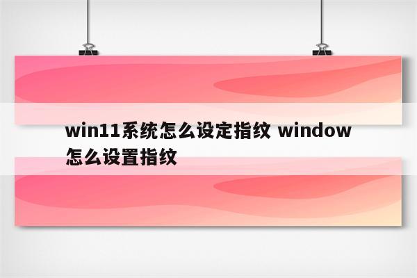 win11系统怎么设定指纹 window怎么设置指纹