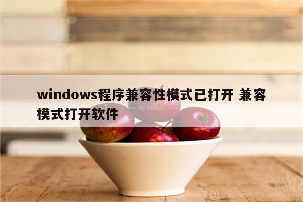 windows程序兼容性模式已打开 兼容模式打开软件