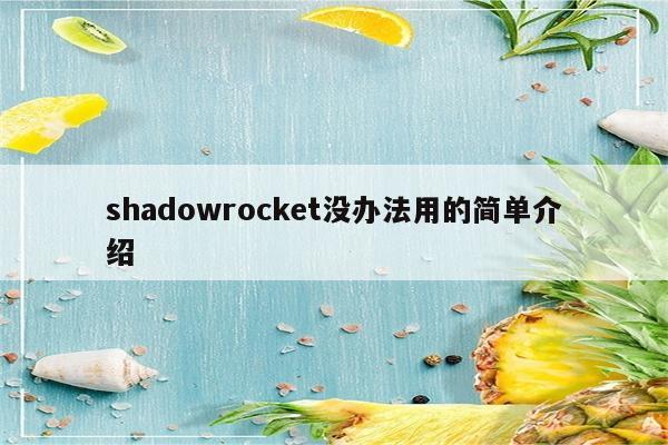 shadowrocket没办法用的简单介绍