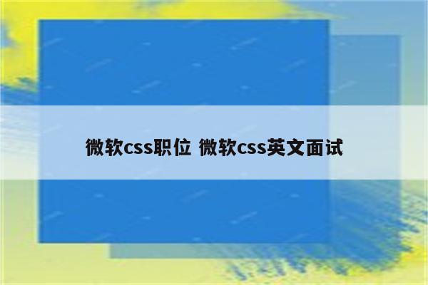 微软css职位 微软css英文面试