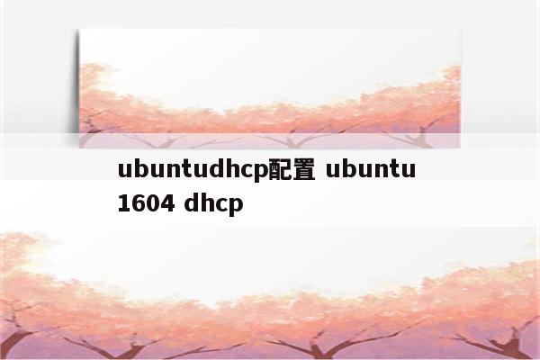 ubuntudhcp配置 ubuntu 1604 dhcp