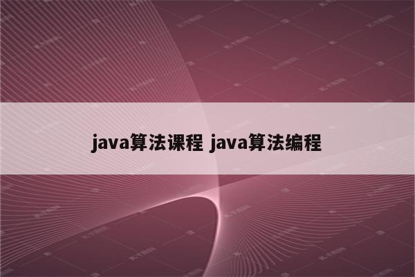 java算法课程 java算法编程