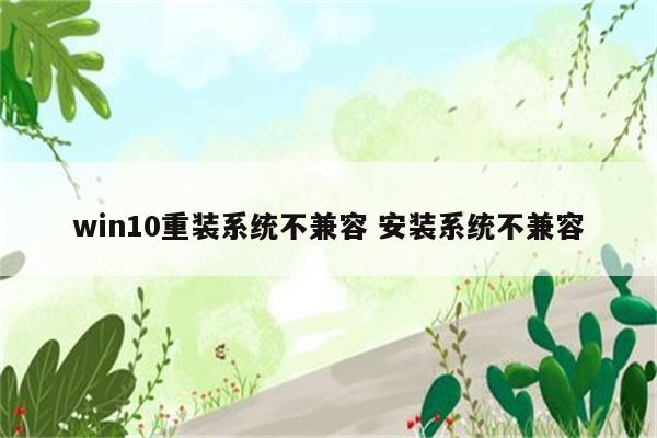 win10重装系统不兼容 安装系统不兼容