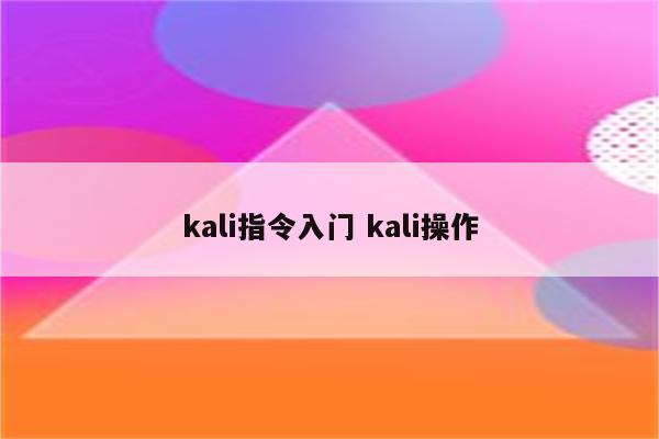 kali指令入门 kali操作