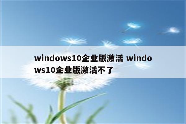 windows10企业版激活 windows10企业版激活不了