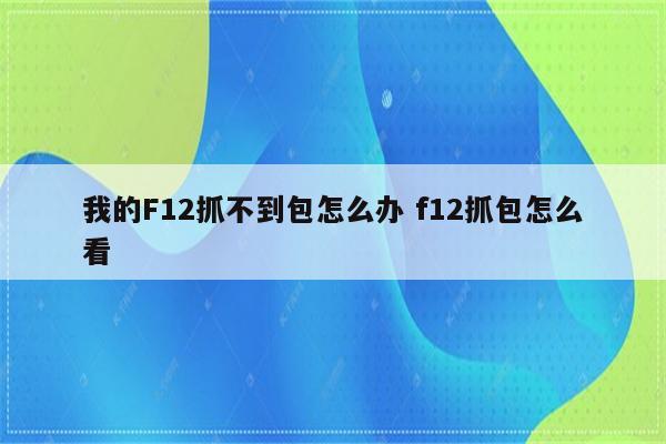 我的F12抓不到包怎么办 f12抓包怎么看