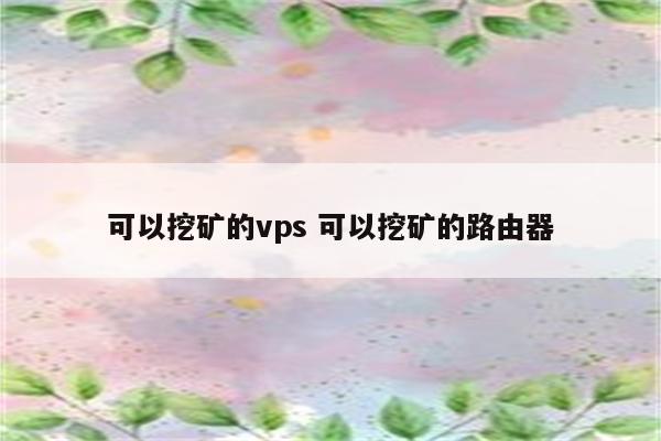 可以挖矿的vps 可以挖矿的路由器