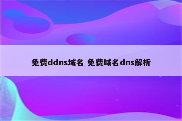 免费ddns域名 免费域名dns解析