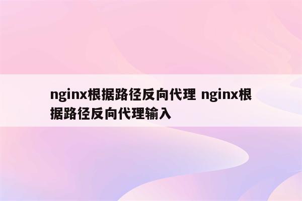 nginx根据路径反向代理 nginx根据路径反向代理输入