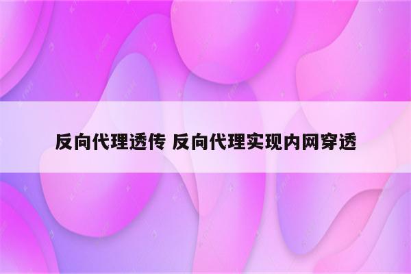 反向代理透传 反向代理实现内网穿透