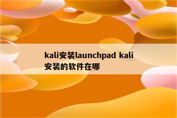 kali安装launchpad kali安装的软件在哪