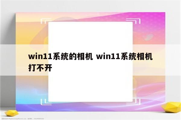 win11系统的相机 win11系统相机打不开