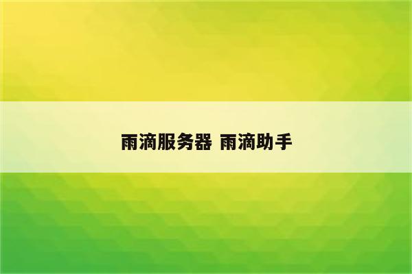 雨滴服务器 雨滴助手