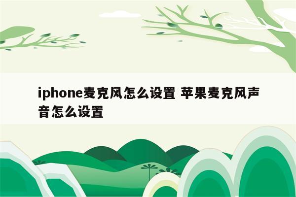 iphone麦克风怎么设置 苹果麦克风声音怎么设置