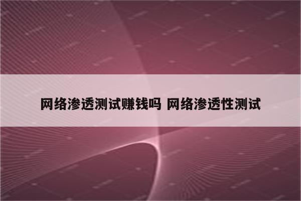 网络渗透测试赚钱吗 网络渗透性测试