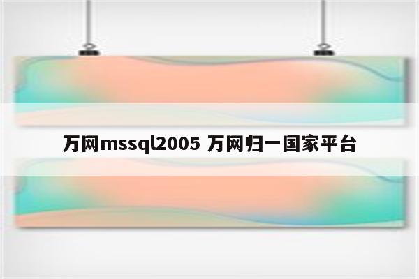 万网mssql2005 万网归一国家平台