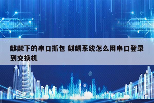 麒麟下的串口抓包 麒麟系统怎么用串口登录到交换机