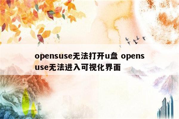 opensuse无法打开u盘 opensuse无法进入可视化界面
