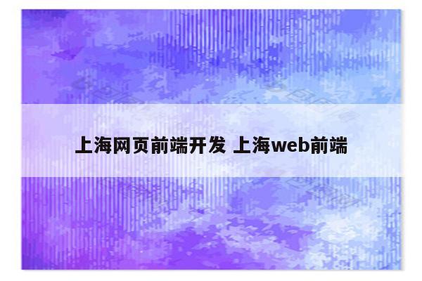 上海网页前端开发 上海web前端