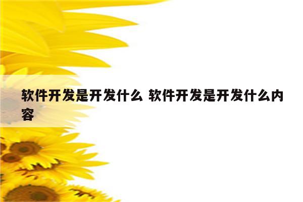 软件开发是开发什么 软件开发是开发什么内容