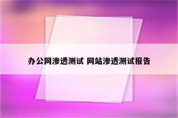 办公网渗透测试 网站渗透测试报告