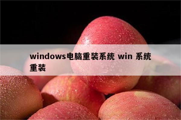 windows电脑重装系统 win 系统重装