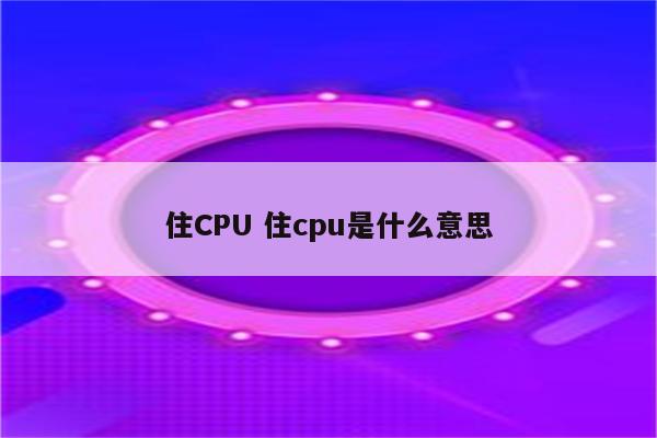 住CPU 住cpu是什么意思