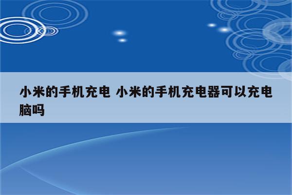 小米的手机充电 小米的手机充电器可以充电脑吗