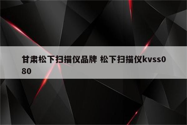 甘肃松下扫描仪品牌 松下扫描仪kvss080